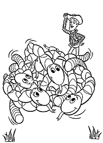 Worms And Woody Coloring Page