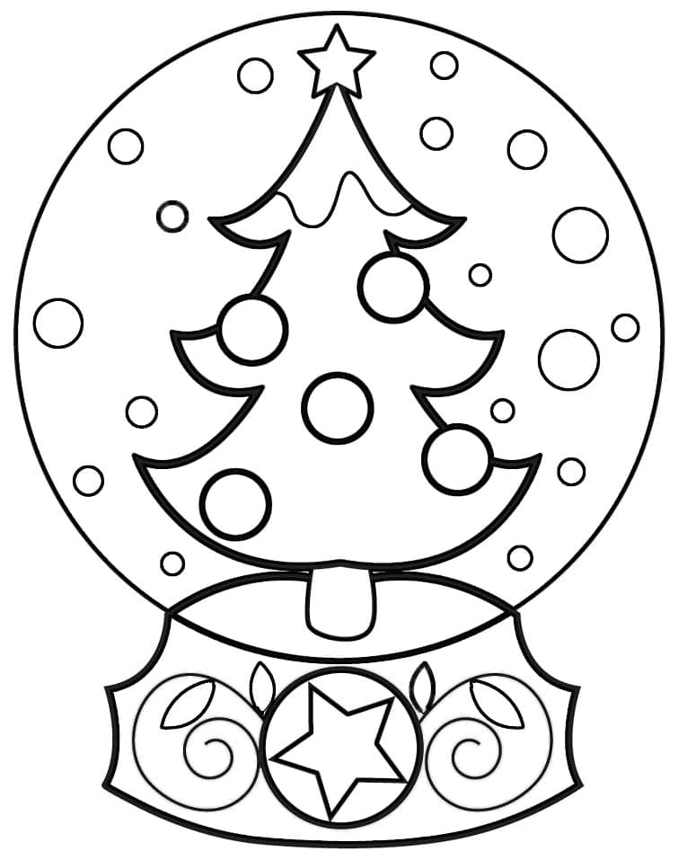 Xmas Tree In Snow Globe Coloring Page