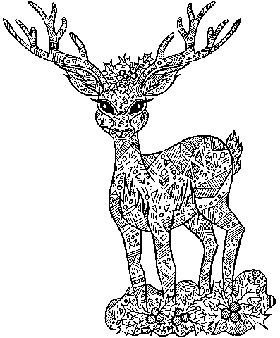 Zentangle Christmas Deer Coloring Page